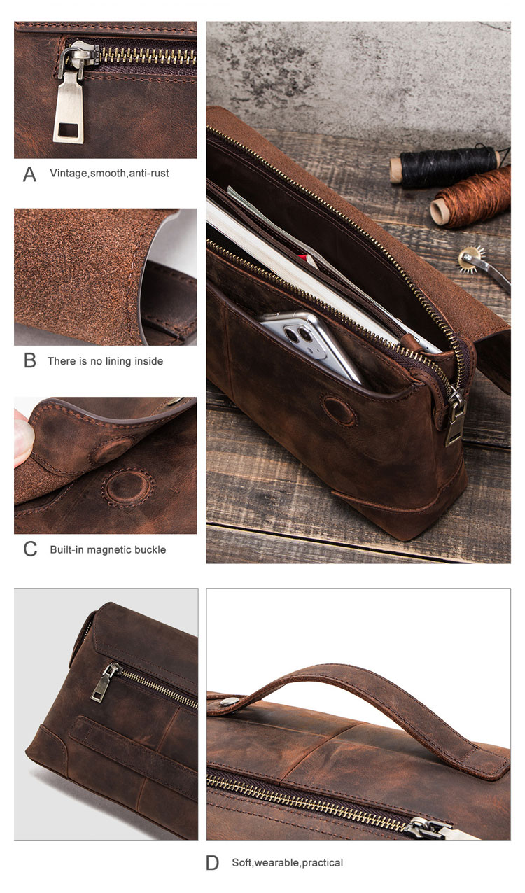 Whatna 天然 牛革 セカンドバッグ メンズ せかんどばっく 小きめ 厚手 本革 ipad 9.7収納可 結婚式 バッグ カジュアルフォーマル ビジネス 冠婚葬祭 バッグ 男性用 紳士用 ブラウン（MC1009） 5