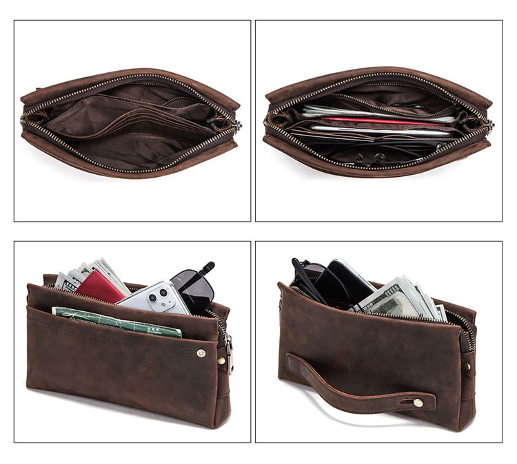 Whatna 天然 牛革 ミニセカンドバッグ メンズ せかんどばっく 小きめ 厚手 本革 結婚式 バッグ カジュアルフォーマル ビジネス 冠婚葬祭 バッグ 男性用 紳士用 ブラウン（MC1010） 4