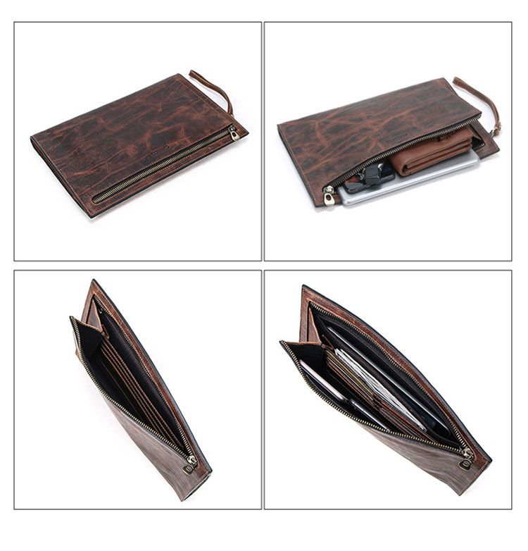 Whatna 天然 牛革 セカンドバッグ メンズ せかんどばっく 小きめ 厚手 本革 ipad 9.7収納可 結婚式 バッグ カジュアルフォーマル ビジネス 冠婚葬祭 バッグ 男性用 紳士用 ブラウン(MC1007) 3