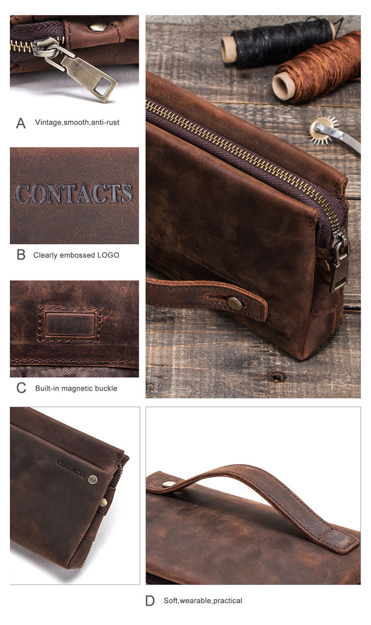 Whatna 天然 牛革 ミニセカンドバッグ メンズ せかんどばっく 小きめ 厚手 本革 結婚式 バッグ カジュアルフォーマル ビジネス 冠婚葬祭 バッグ 男性用 紳士用 ブラウン（MC1010） 5