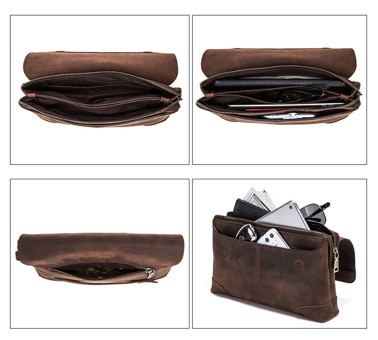 Whatna 天然 牛革 セカンドバッグ メンズ せかんどばっく 小きめ 厚手 本革 ipad 9.7収納可 結婚式 バッグ カジュアルフォーマル ビジネス 冠婚葬祭 バッグ 男性用 紳士用 ブラウン（MC1009） 4