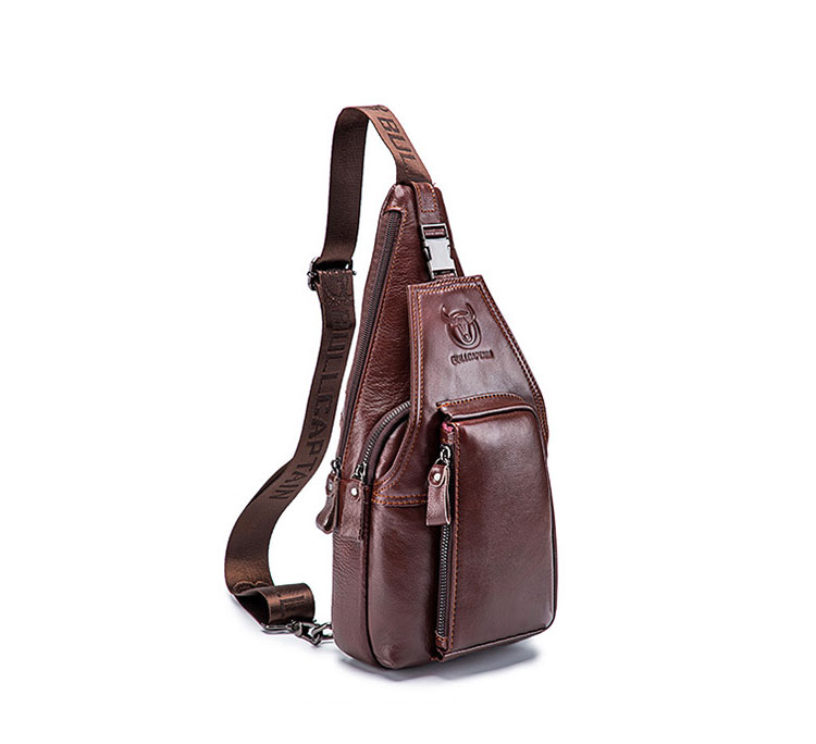 Whatna牛革 斜めがけ ボディバッグ ワンショルダー メンズ イヤホン穴付き 本 革 厚手  レザー086 1