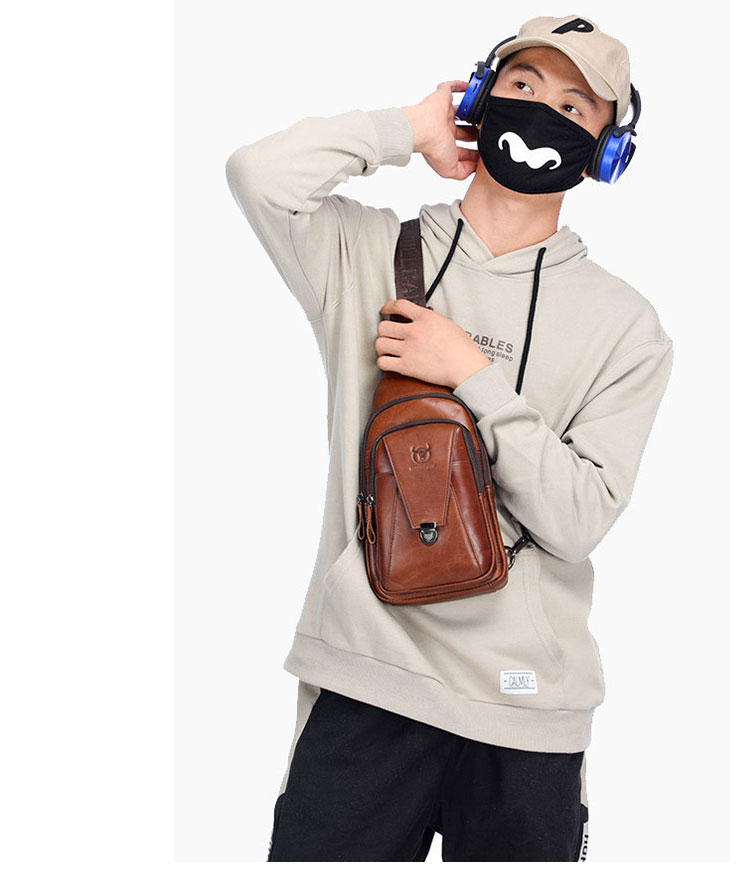 Whatna牛革 斜めがけ ボディバッグ ワンショルダー メンズ 本 革 厚手  レザー110 9