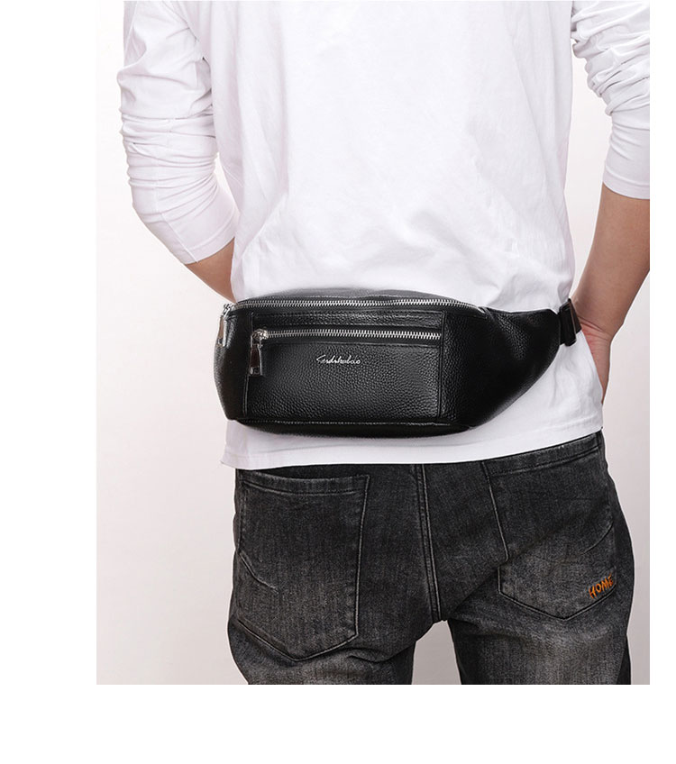 Whatna 3way 牛革 ボディバッグ・ワンショルダーバッグ メンズ ウエストポーチ  本 革 厚手 レザー  斜め掛けバッグ スポーツバッグ 自転車 カジュアル 遠足 旅行 通勤 通学 黒（6189） 8