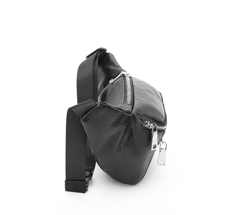 Whatna 3way 牛革 ボディバッグ・ワンショルダーバッグ メンズ ウエストポーチ  本 革 厚手 レザー  斜め掛けバッグ スポーツバッグ 自転車 カジュアル 遠足 旅行 通勤 通学 黒（6189） 2