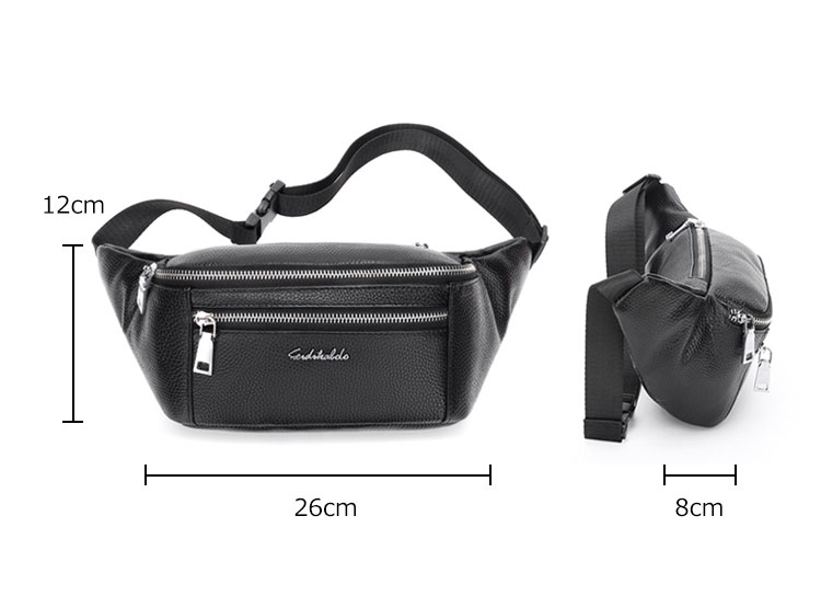 Whatna 3way 牛革 ボディバッグ・ワンショルダーバッグ メンズ ウエストポーチ  本 革 厚手 レザー  斜め掛けバッグ スポーツバッグ 自転車 カジュアル 遠足 旅行 通勤 通学 黒（6189） 4