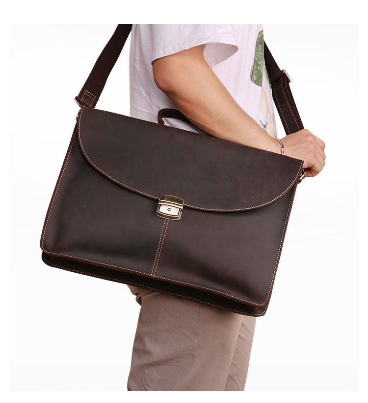 Whatna 天 然牛革 ビジネスバッグ メンズ 2WAY 手提げ・ショルダーバッグ 天然 本革 A4 15.6インチpc収納可大容量 旅行 出張用 通勤 通学 就活 面接 バッグ かばん 男性用 ブラウン（6359） 8