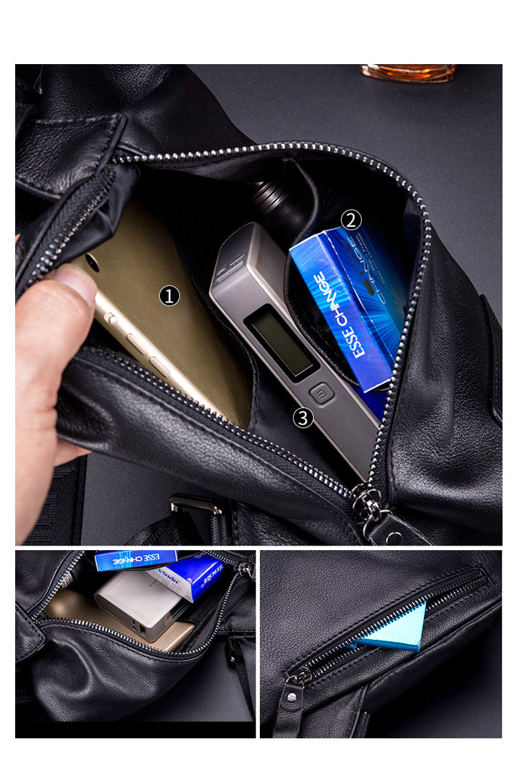 Whatna牛革 斜めがけ ボディバッグ ワンショルダー メンズ 本 革 厚手  レザー099 3