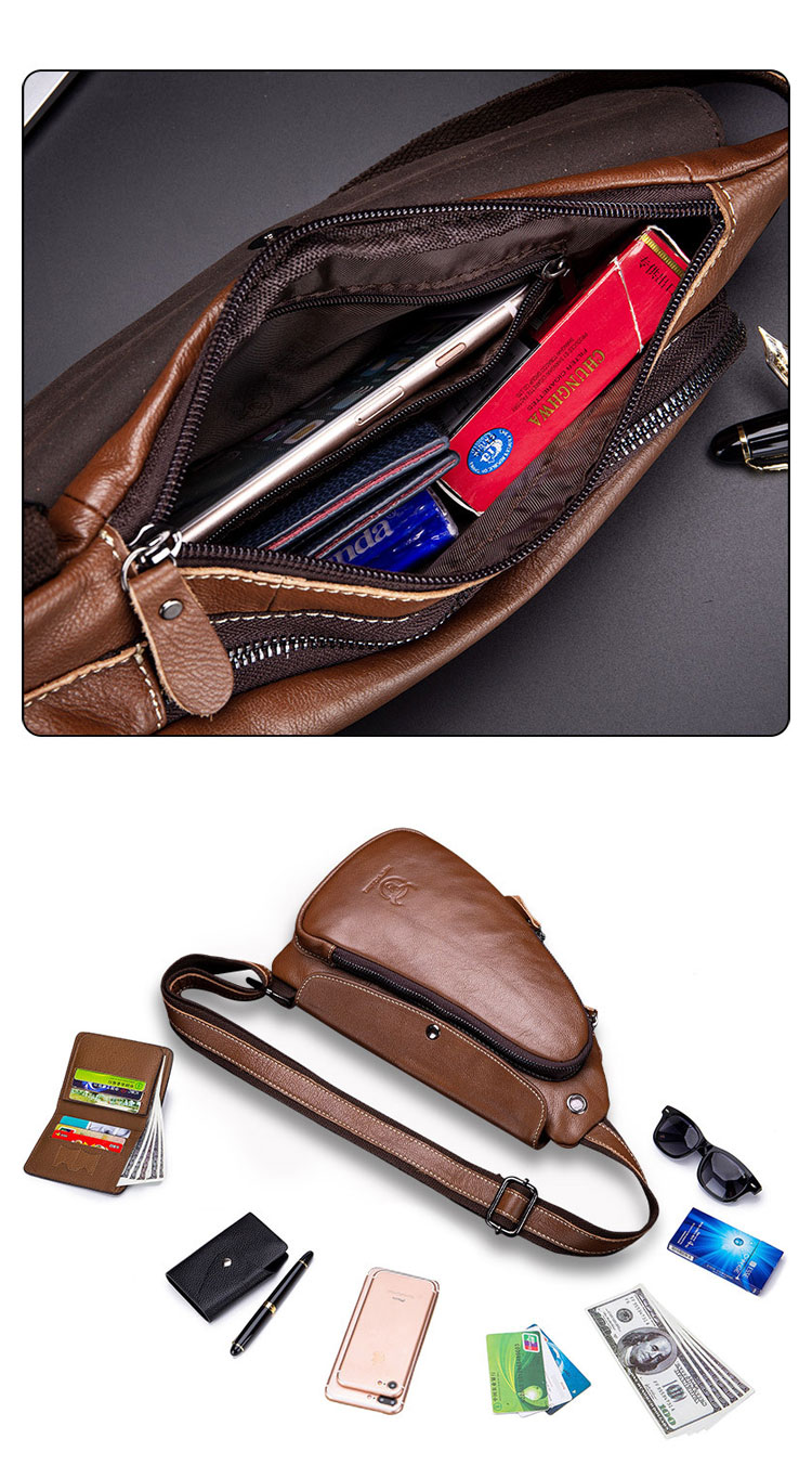 Whatna牛革 斜めがけ ボディバッグ ワンショルダー メンズ イヤホン穴付き 本 革 厚手  レザー125 5