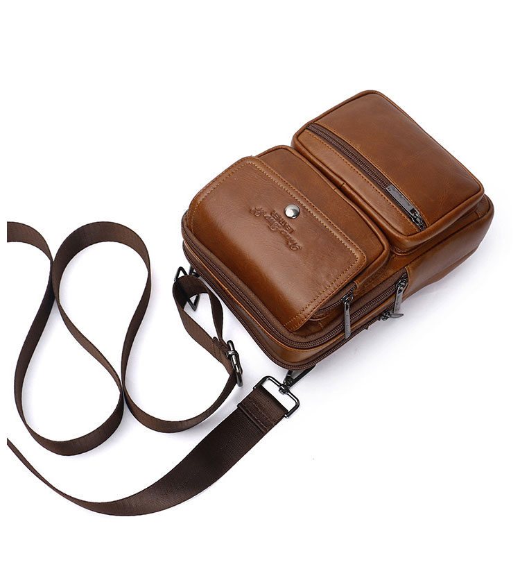 Whatna天 然 牛革ミニショルダーバッグ メンズ ポシェット2way 斜め掛け ボディーバッグミニ 胸バッグ小型厚手 レザー 本革 縦型 小さめ メッセンジャーバッグ かたかけバッグ メンズ 軽量 実用 レゼント男性（HS-1563） 5