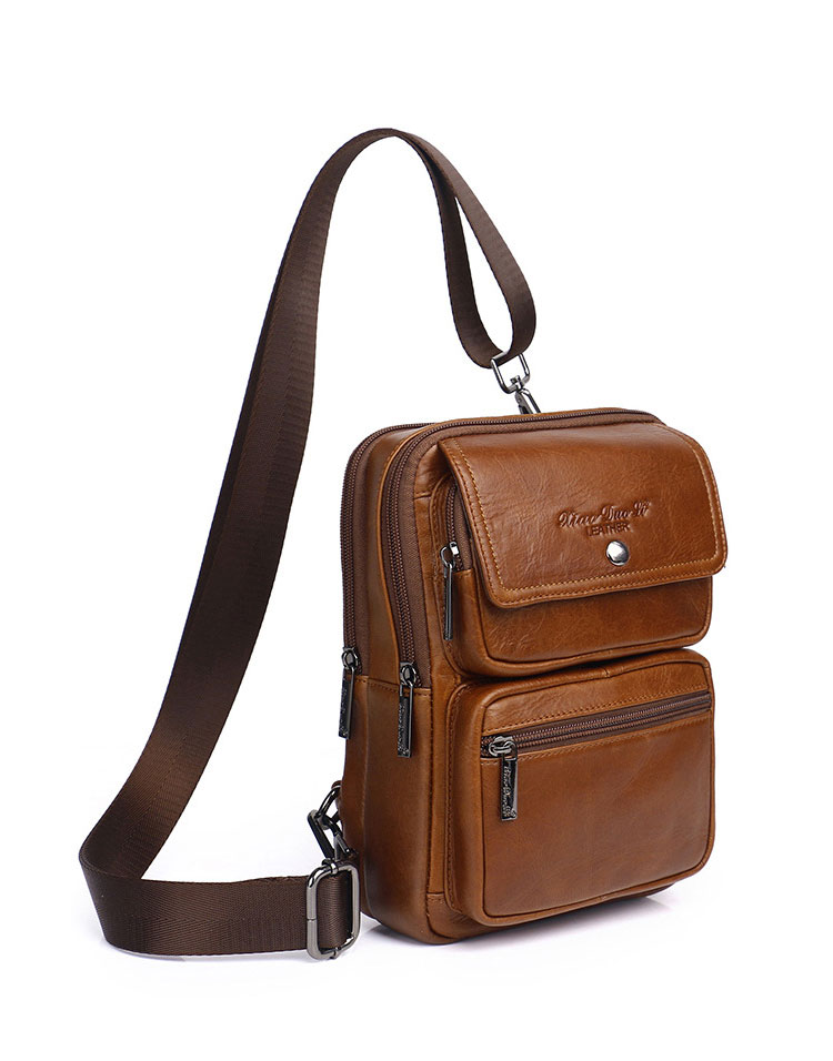 Whatna天 然 牛革ミニショルダーバッグ メンズ ポシェット2way 斜め掛け ボディーバッグミニ 胸バッグ小型厚手 レザー 本革 縦型 小さめ メッセンジャーバッグ かたかけバッグ メンズ 軽量 実用 レゼント男性（HS-1563） 6