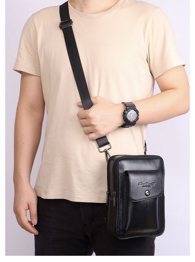 Whatna天 然 牛革ミニショルダーバッグ メンズ ポシェット2way 斜め掛け ボディーバッグミニ 胸バッグ小型厚手 レザー 本革 縦型 小さめ メッセンジャーバッグ かたかけバッグ メンズ 軽量 実用 レゼント男性（HS-1563） 16