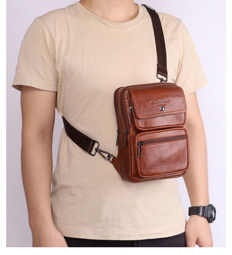 Whatna天 然 牛革ミニショルダーバッグ メンズ ポシェット2way 斜め掛け ボディーバッグミニ 胸バッグ小型厚手 レザー 本革 縦型 小さめ メッセンジャーバッグ かたかけバッグ メンズ 軽量 実用 レゼント男性（HS-1563） 15