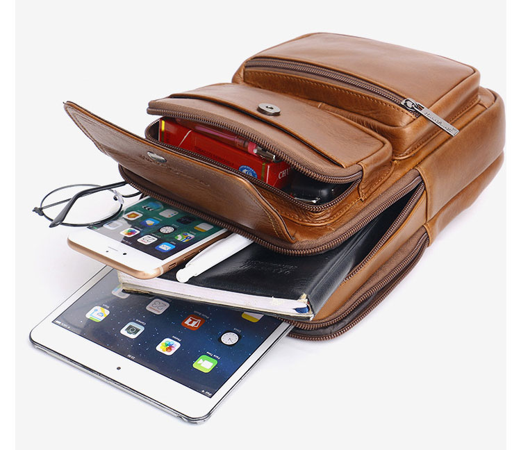 Whatna天 然 牛革ミニショルダーバッグ メンズ ポシェット2way 斜め掛け ボディーバッグミニ 胸バッグ小型厚手 レザー 本革 縦型 小さめ メッセンジャーバッグ かたかけバッグ メンズ 軽量 実用 レゼント男性（HS-1563） 9