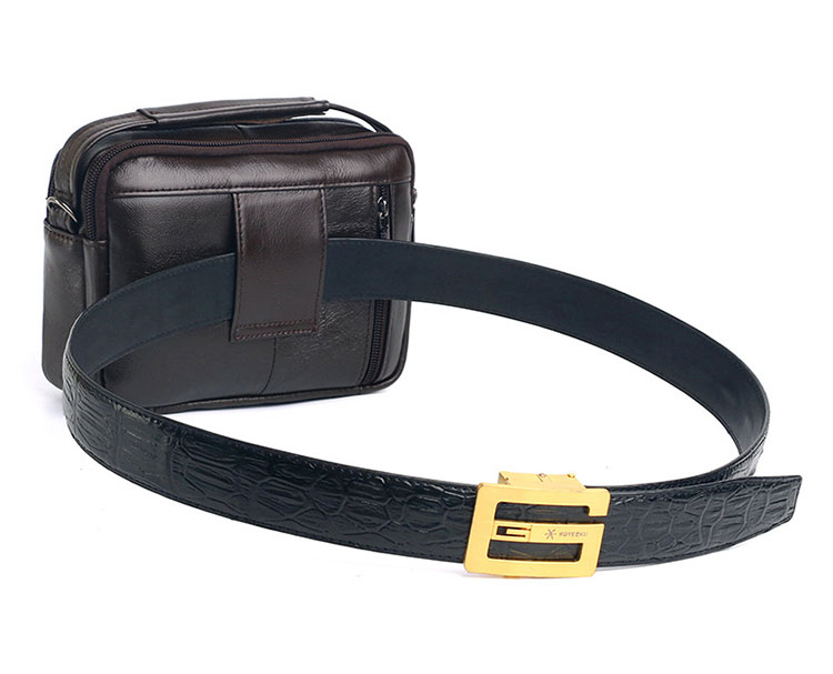 Whatna天 然 牛革ミニショルダーバッグ メンズ 3way斜め掛け 手提げバッグ 男性用 ベルト ポーチ ミニ ウエストバッグ 小型ポシェット 厚手 レザー 本革 横型 小さめかたかけバッグ メンズ 軽量 実用 レゼント男性 黒 ブラウン（0272） 5