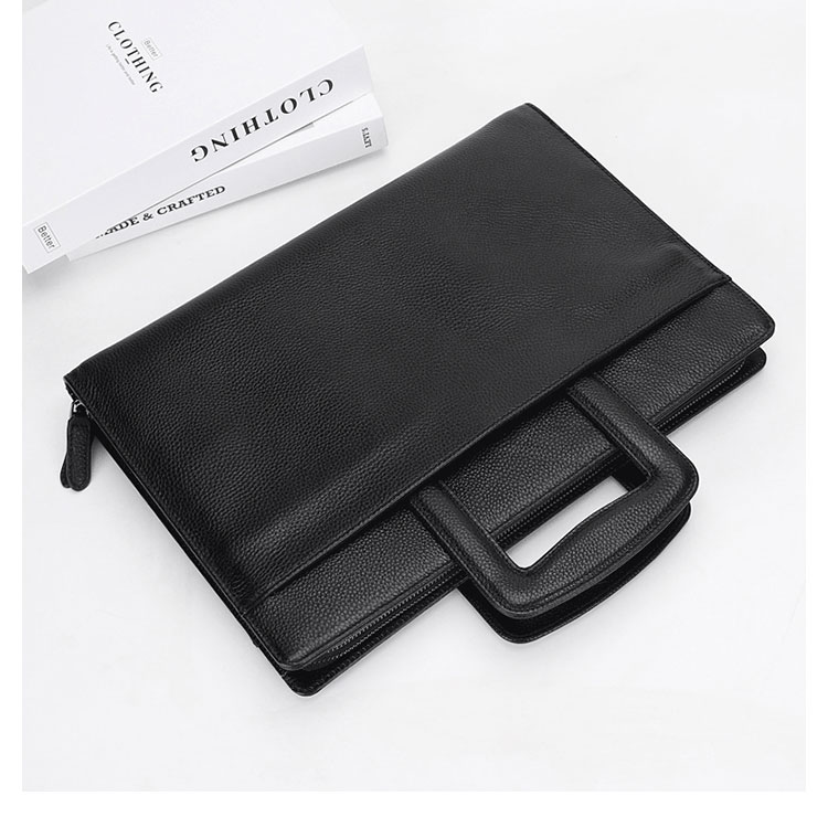 Whatna セカンドバッグ メンズ クラッチ バッグ 厚手 本革 牛革 A4 14インチair収納可 6枚カード収納可 ファイルバッグ 封筒袋 フォーマル冠婚葬祭 ビジネス 結婚式 バッグ 手持ちバッグ 紳士用 男性用 黑  Y00703-4 2