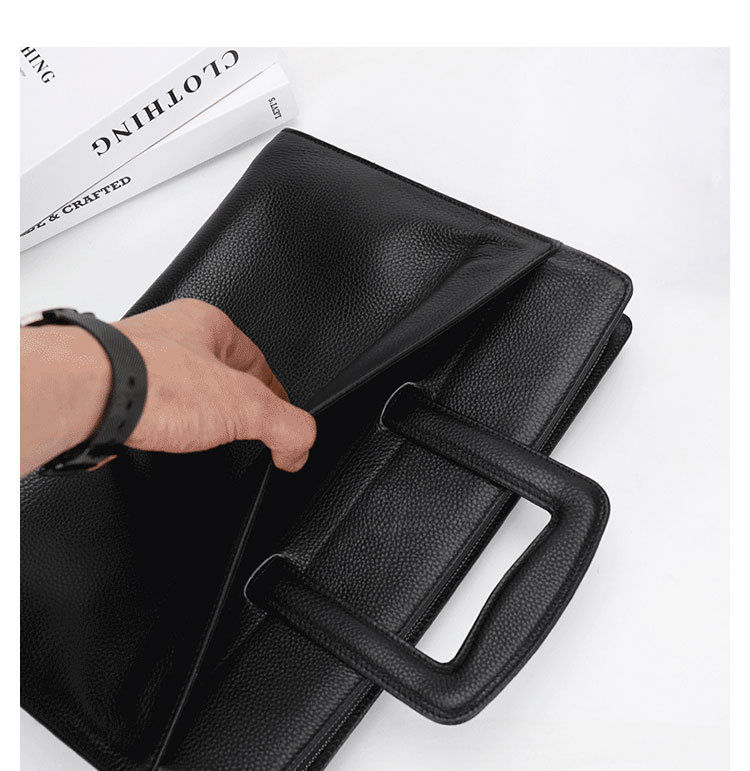 Whatna セカンドバッグ メンズ クラッチ バッグ 厚手 本革 牛革 A4 14インチair収納可 6枚カード収納可 ファイルバッグ 封筒袋 フォーマル冠婚葬祭 ビジネス 結婚式 バッグ 手持ちバッグ 紳士用 男性用 黑  Y00703-4 9