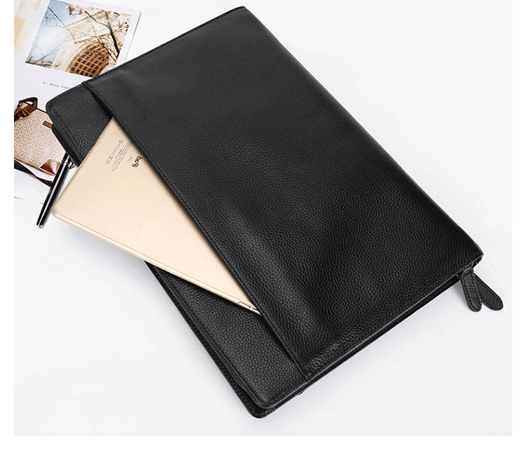 Whatna セカンドバッグ メンズ クラッチ バッグ 厚手 本革 牛革 A4 14インチair収納可 6枚カード収納可 ファイルバッグ 封筒袋 フォーマル冠婚葬祭 ビジネス 結婚式 バッグ 手持ちバッグ 紳士用 男性用 黑  Y00703-4 5