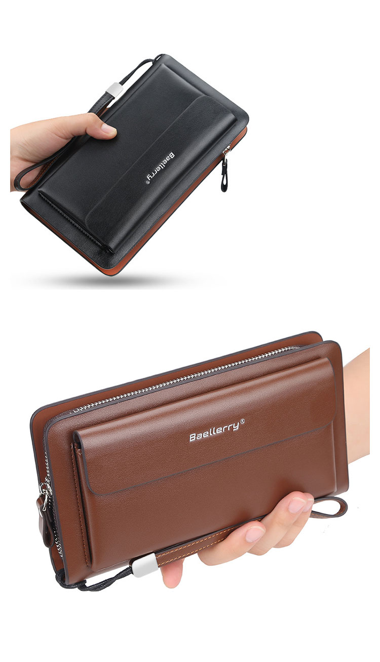 Whatnaミニセカンドバッグ メンズ バッグ 12枚カード収納 小さめ クラッチバッグ 長財布 革 手持ちバッグ メンズ ポーチ 男性用 紳士用 結婚式 冠婚葬祭 黒 ブラウン 8