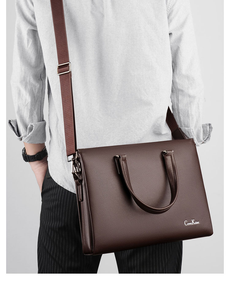 Whatnaビジネスバッグ メンズ パスワードロックボタング付 盗難防止3室仕切 15センチpc 3wayショルダー 斜め掛け 手提げ バッグ横型 A4 旅行 出張 通勤 通学就活 面接バッグかばん男性用プレゼント男性黒ブラウン(hs-1573) 12