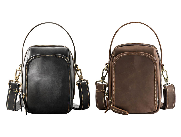 Whatna 厚手 天 然 牛革ミニショルダーバッグ メンズ 3way斜め掛け 手提げバッグ 男性用 ベルト ポーチ ミニ ウエストバッグ 小型ポシェット 厚手 レザー 本革 横型 小さめかたかけバッグ メンズ 軽量 実用 レゼント男性 黒 ブラウン 0