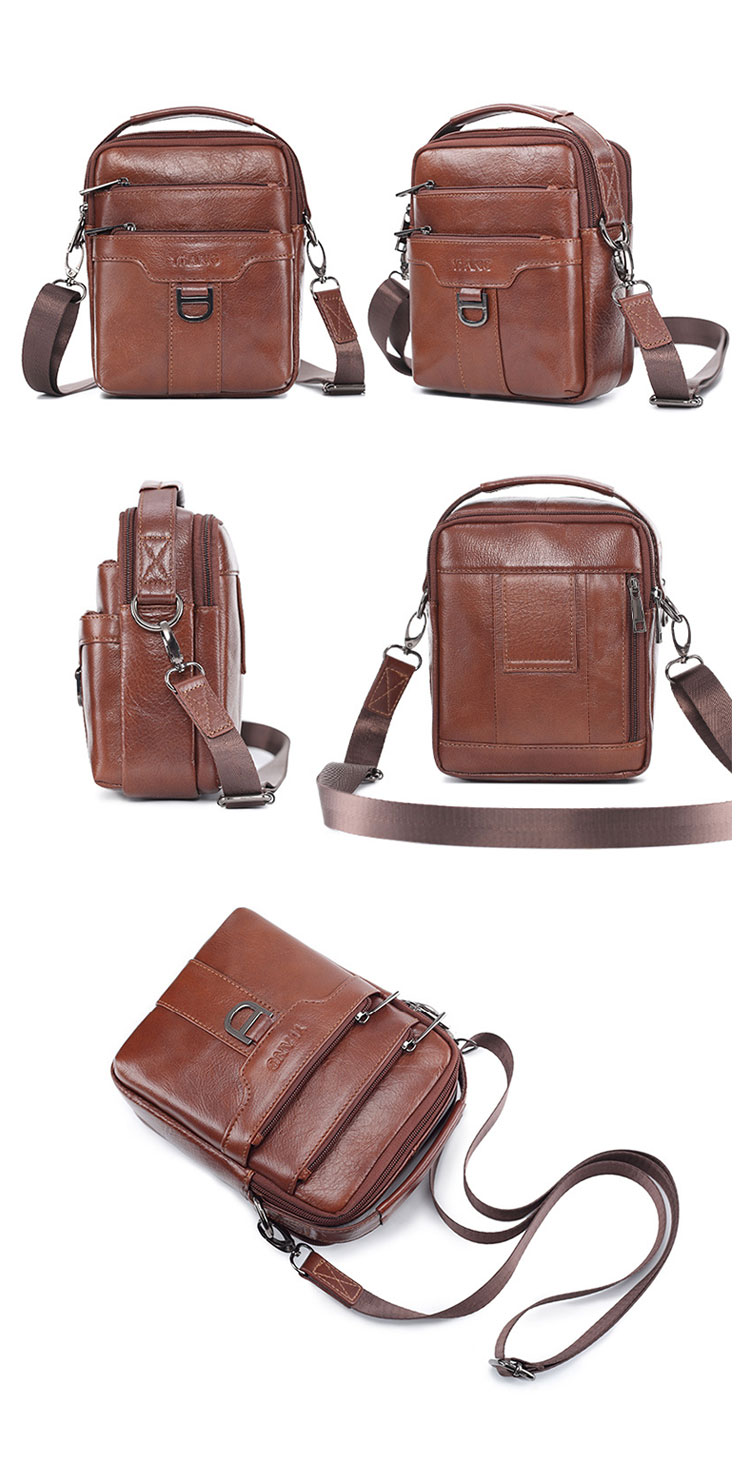 Whatna天 然 牛革ミニショルダーバッグ メンズ 3way斜め掛け 手提げバッグ 男性用 ベルト ポーチ ミニ ウエストバッグ 小型ポシェット 厚手 レザー 本革 横型 小さめかたかけバッグ メンズ 軽量 実用 レゼント男性 黒 ブラウン 1