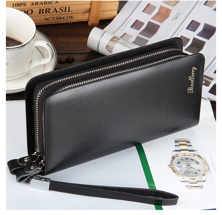 Whatnaミニセカンドバッグ メンズ バッグ 8枚カード収納 小さめ クラッチバッグ 長財布 革 手持ちバッグ メンズ ポーチ 男性用 紳士用 結婚式 冠婚葬祭 黒 ブラウン 2