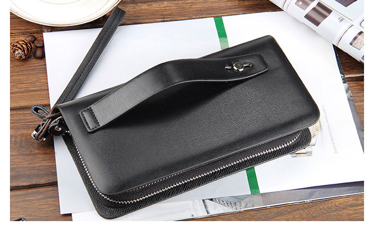 Whatnaミニセカンドバッグ メンズ バッグ 8枚カード収納 小さめ クラッチバッグ 長財布 革 手持ちバッグ メンズ ポーチ 男性用 紳士用 結婚式 冠婚葬祭 黒 ブラウン 4