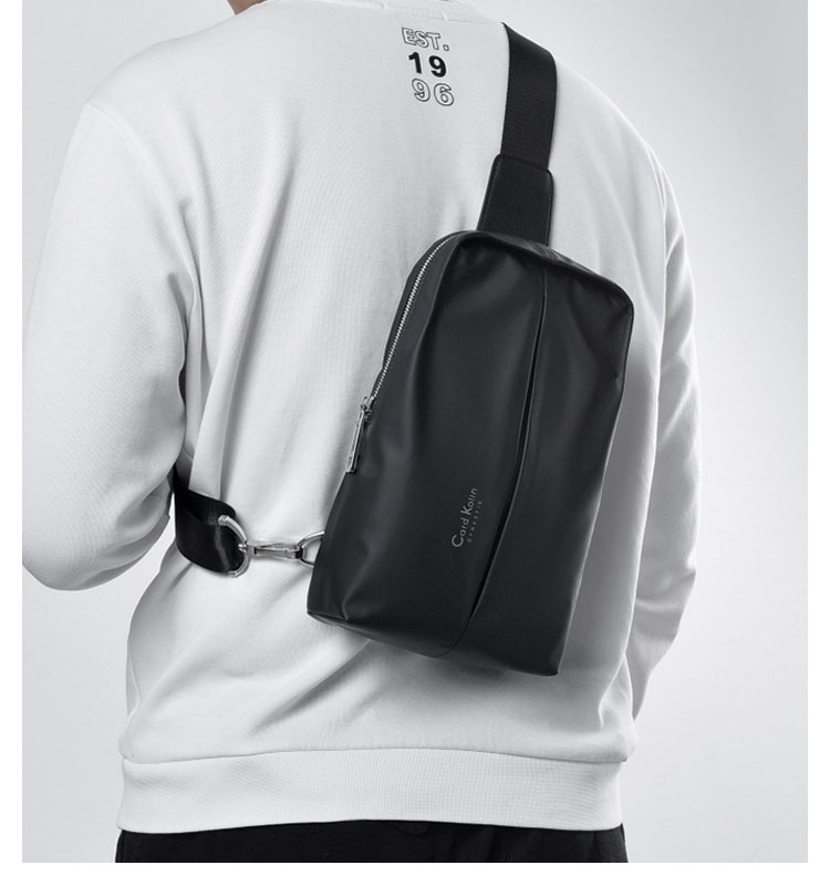 Whatna 斜めがけ ボディバッグ ワンショルダー メンズ 本 革 厚手 レザー ポート付き 防水高密度オックスフォード 黑 青 ck9965 7