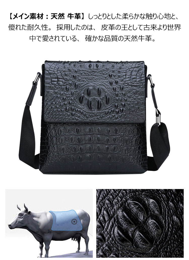 Whatna 2way 牛革 ショルダーバッグ メンズ ポシェットポお財布 6枚カード ipad10.5 収納可 縦型 メンズビジネスかばん斜めがけ 小さめメッセンジャーバッグ 斜め掛け通学通勤バッグ 肩掛けバッグ 紳士用 男性用 黒 BZ66224 8