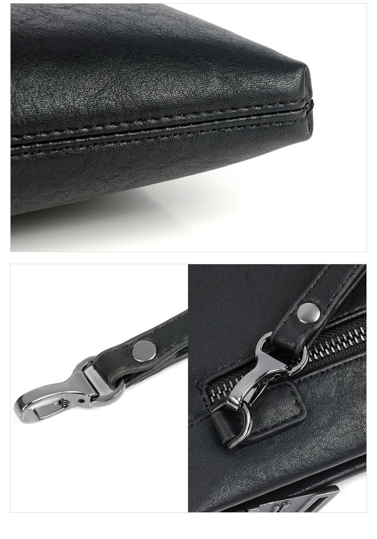 Whatna 2way 革 セカンドバッグ メンズ クラッチ バッグ 9.7インチのipad収納可 B5 6枚カード収納 小銭入 ビジネス カジュアル フォーマル 冠婚葬祭 結婚式 二次会 披露宴バッグ 紳士用 男性用 黑 9016 7