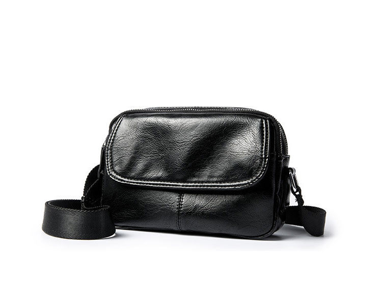 Whatna フラップ ミニショルダーバッグ メンズ ポシェット 横型 ショルダーミニポーチ 革 軽量 小型 人気型 耐久性 小さめメッセンジャーバッグ斜め掛け ビジネス 通学 通勤鞄 軽量 実用 自転車 かばん男性用 ブラウン 黒 (hs-1591) 0