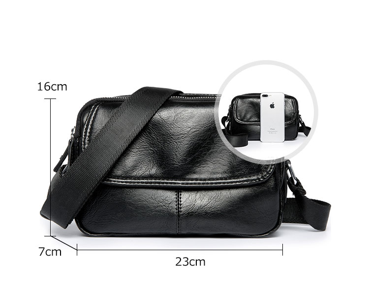 Whatna フラップ ミニショルダーバッグ メンズ ポシェット 横型 ショルダーミニポーチ 革 軽量 小型 人気型 耐久性 小さめメッセンジャーバッグ斜め掛け ビジネス 通学 通勤鞄 軽量 実用 自転車 かばん男性用 ブラウン 黒 (hs-1591) 4