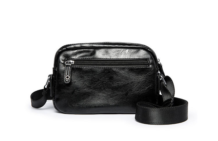 Whatna フラップ ミニショルダーバッグ メンズ ポシェット 横型 ショルダーミニポーチ 革 軽量 小型 人気型 耐久性 小さめメッセンジャーバッグ斜め掛け ビジネス 通学 通勤鞄 軽量 実用 自転車 かばん男性用 ブラウン 黒 (hs-1591) 2