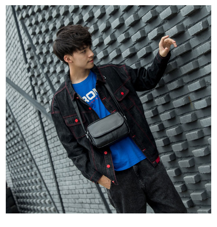 Whatna フラップ ミニショルダーバッグ メンズ ポシェット 横型 ショルダーミニポーチ 革 軽量 小型 人気型 耐久性 小さめメッセンジャーバッグ斜め掛け ビジネス 通学 通勤鞄 軽量 実用 自転車 かばん男性用 ブラウン 黒 (hs-1591) 9