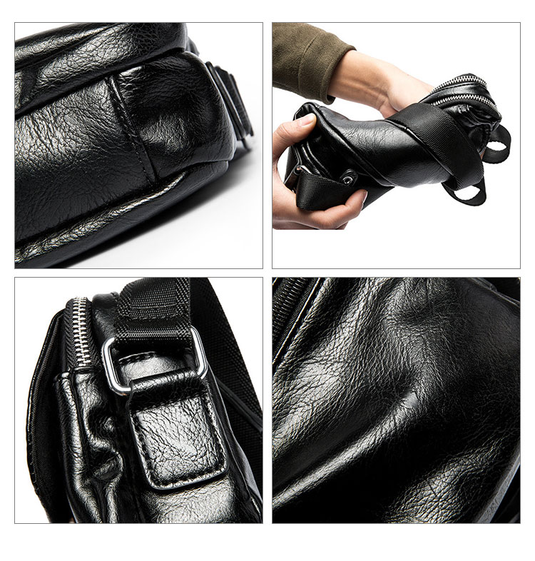 Whatna フラップ ミニショルダーバッグ メンズ ポシェット 横型 ショルダーミニポーチ 革 軽量 小型 人気型 耐久性 小さめメッセンジャーバッグ斜め掛け ビジネス 通学 通勤鞄 軽量 実用 自転車 かばん男性用 ブラウン 黒 (hs-1591) 7