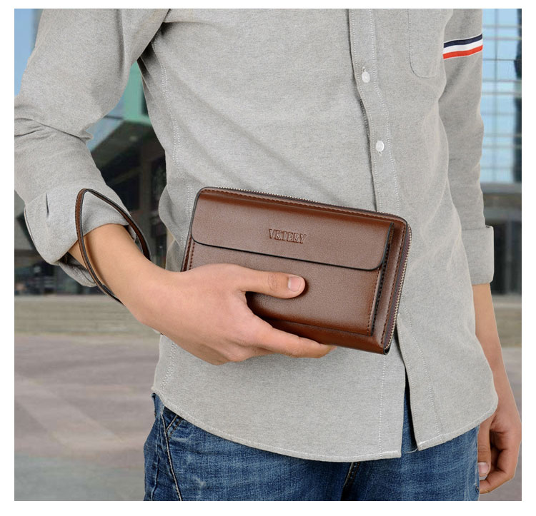 Whatna ミニセカンドバッグ メンズ バッグ 12枚カード収納 小さめ クラッチバッグ 長財布 革 手持ちバッグ メンズ ポーチ 男性用 紳士用 結婚式 冠婚葬祭 黒 ブラウン 8