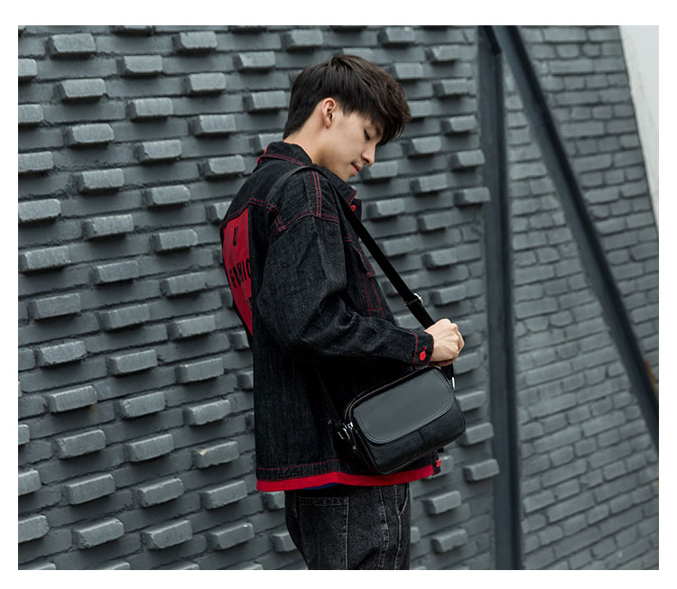 Whatna フラップ ミニショルダーバッグ メンズ ポシェット 横型 ショルダーミニポーチ 革 軽量 小型 人気型 耐久性 小さめメッセンジャーバッグ斜め掛け ビジネス 通学 通勤鞄 軽量 実用 自転車 かばん男性用 ブラウン 黒 (hs-1591) 8