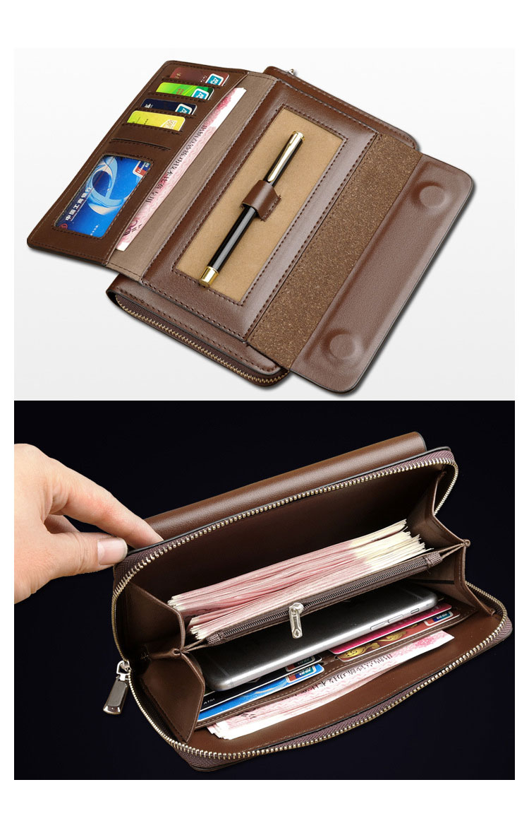 Whatna ミニセカンドバッグ メンズ バッグ 12枚カード収納 小さめ クラッチバッグ 長財布 革 手持ちバッグ メンズ ポーチ 男性用 紳士用 結婚式 冠婚葬祭 黒 ブラウン 7