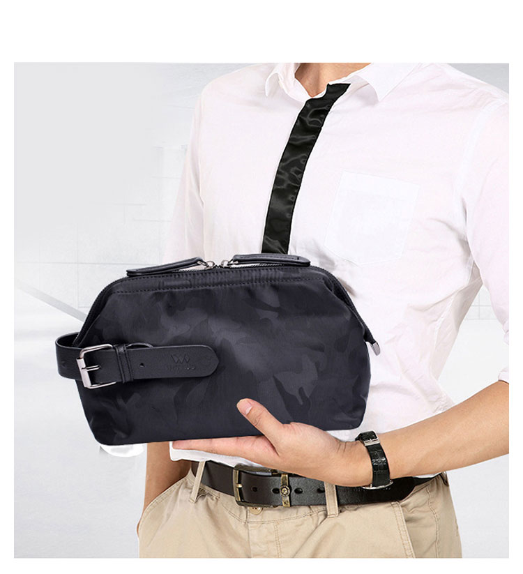 Whatna 2way ミニセカンドバッグ メンズ クラッチ バッグ 6枚カード収納 防水高密度オックスフォードx牛革 カジュアル フォーマル 冠婚葬祭 結婚式 バッグ紳士用 男性用 黒 青 グレー114-9