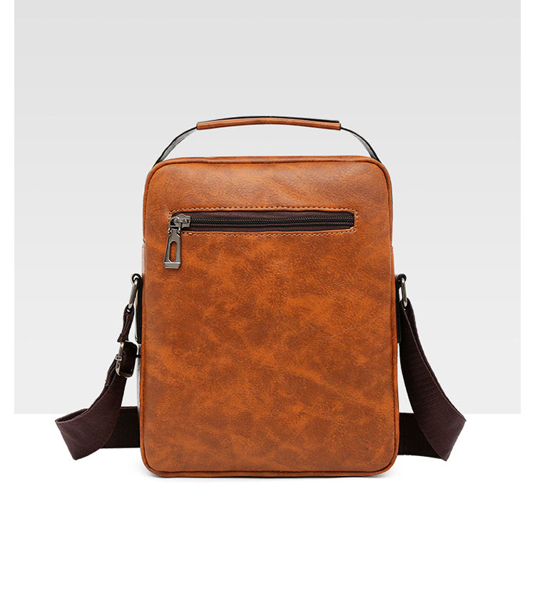 Whatna ショルダーバッグ メンズ 2way 斜め掛け 手提げ  厚手 皮革 レザー 縦型 小さめ メッセンジャーバッグ 通学 通勤バッグ 軽量 実用 プレゼント 黒 ブラウンhs- 1605-4