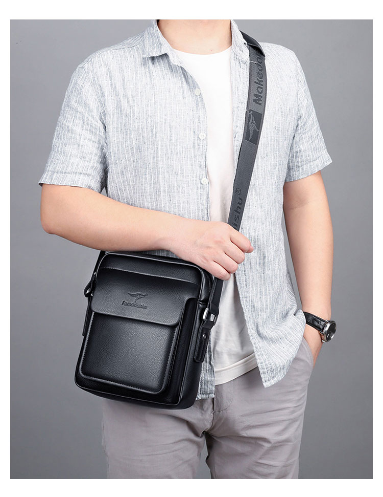 Whatna ミニショルダーバッグ メンズ ポシェット肩掛け 縦型 ショルダーミニポーチ 革 軽量 小型 人気型 小さめメッセンジャーバッグ斜め掛け ビジネス  実用  ブラウン 黒 (hs-1604)-10