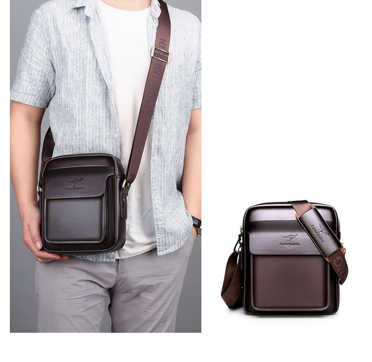 Whatna ミニショルダーバッグ メンズ ポシェット肩掛け 縦型 ショルダーミニポーチ 革 軽量 小型 人気型 小さめメッセンジャーバッグ斜め掛け ビジネス  実用  ブラウン 黒 (hs-1604)-11