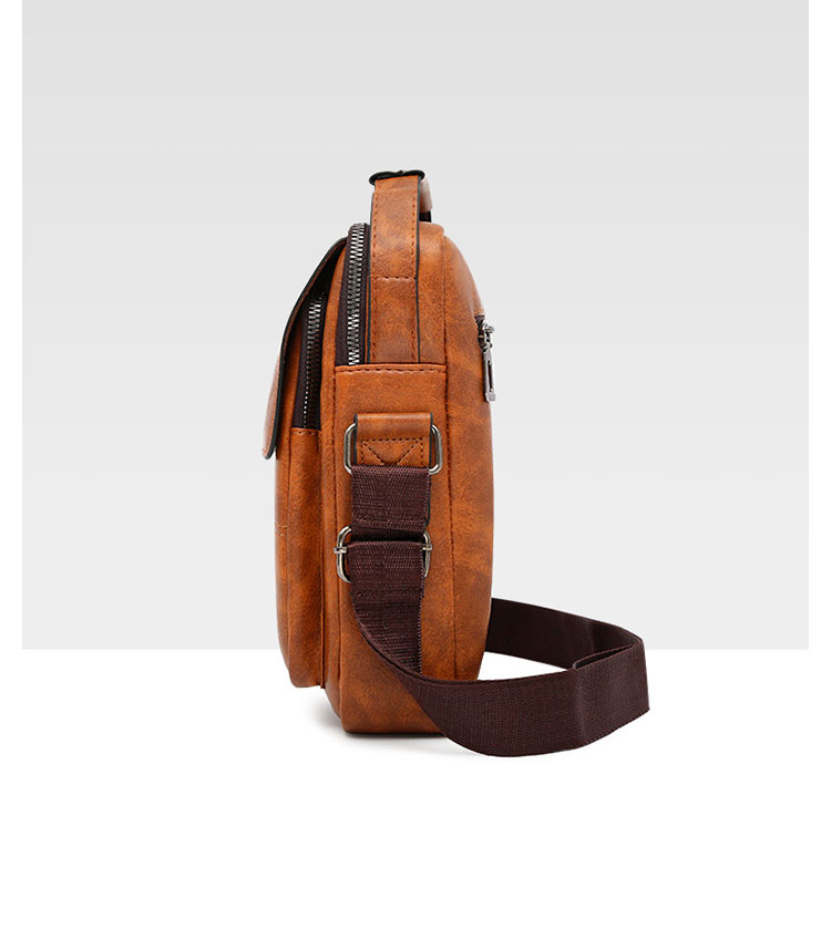 Whatna ショルダーバッグ メンズ 2way 斜め掛け 手提げ  厚手 皮革 レザー 縦型 小さめ メッセンジャーバッグ 通学 通勤バッグ 軽量 実用 プレゼント 黒 ブラウンhs- 1605-3