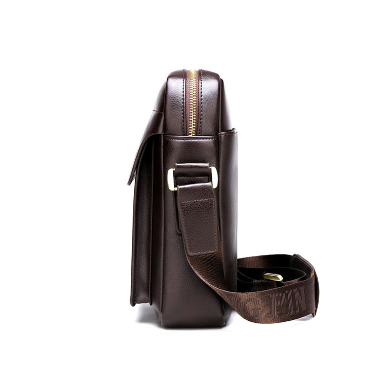 Whatna ミニショルダーバッグ メンズ ポシェット肩掛け 縦型 ショルダーミニポーチ 革 軽量 小型 人気型 小さめメッセンジャーバッグ斜め掛け ビジネス  実用  ブラウン 黒 (hs-1604)-4