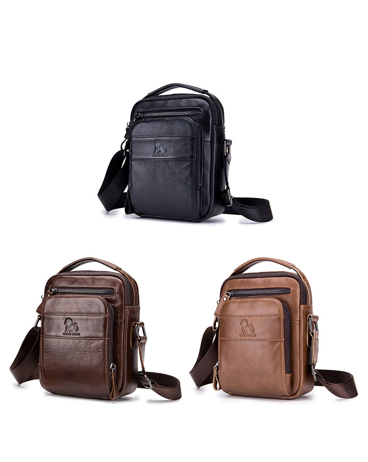 Whatna 牛革 ショルダーバッグ メンズ 2way 斜め掛け 手提げバッグ  5枚カード収納  小さめ メッセンジャーバッグ   肩掛けバッグ 自転車かばん プレゼント男性   hs-1606-1