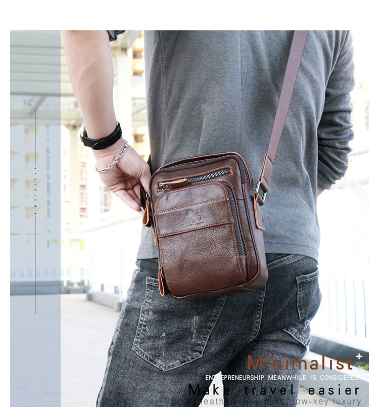 Whatna 牛革 ショルダーバッグ メンズ 2way 斜め掛け 手提げバッグ  5枚カード収納  小さめ メッセンジャーバッグ   肩掛けバッグ 自転車かばん プレゼント男性   hs-1606-8