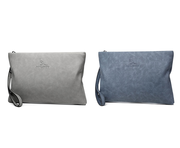 Whatna 2way 革 セカンドバッグ メンズ クラッチ バッグ 9.7インチのipad収納可 B5 6枚カード収納 小銭入 ビジネス カジュアル フォーマル 冠婚葬祭 結婚式 二次会 披露宴バッグ 紳士用 男性用 青 グレー 1901-1