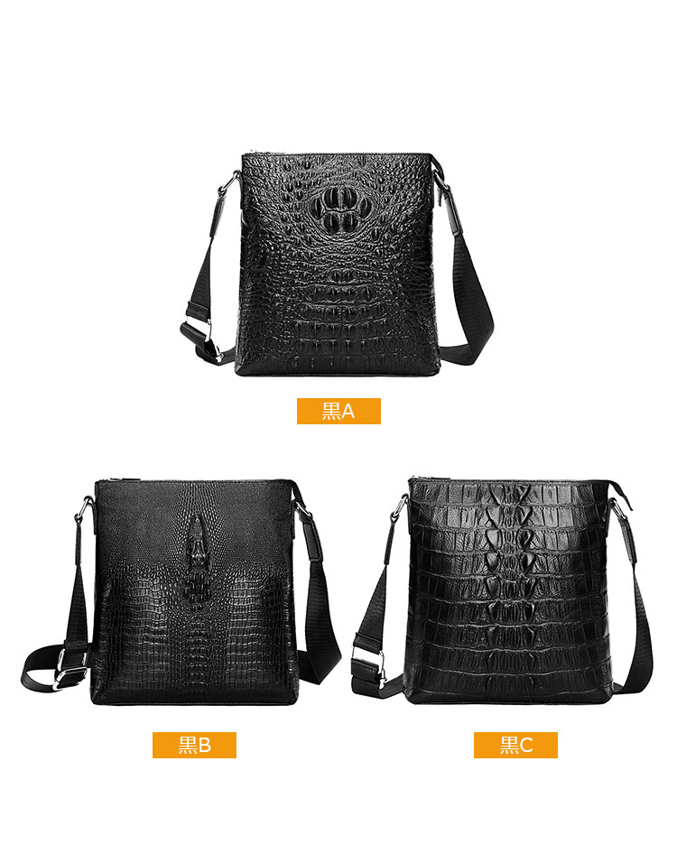 Whatna 2way 牛革 クロコダイル型押し ショルダーバッグ メンズ ポシェットipad9.7 収納可 縦型 メンズビジネスかばん斜めがけ 通勤バッグ 肩掛けバッグ 紳士用 男性用 黒 KD630-3-1