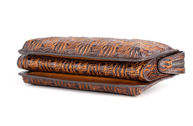 Whatna クロコダイル型押し天然 牛革 セカンドバッグ メンズ バッグ クラッチ バッグ 小さい カード6枚収納可3室仕切 厚手 本 革 レザー 結婚式 バッグ フォーマル ビジネス 冠婚葬祭 バッグ 男性用 紳士用 (8611)-5